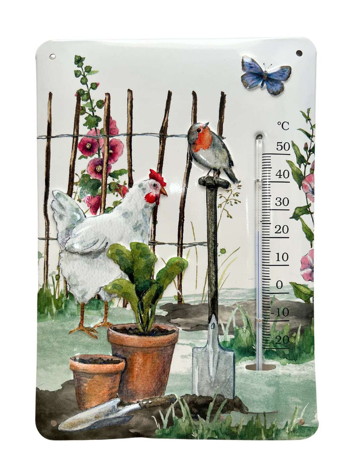Metallschild Thermometer Hühner-Garten vom Grätz Verlag