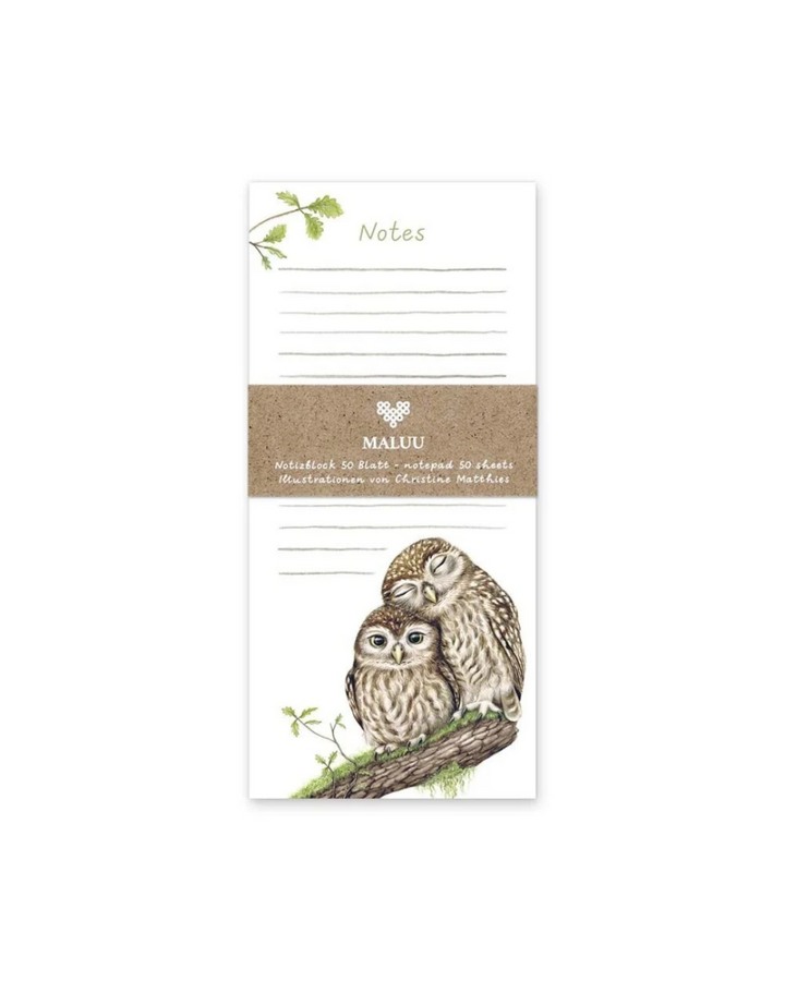 Eulen Notizblock "Snuggling Owls" von Maluu