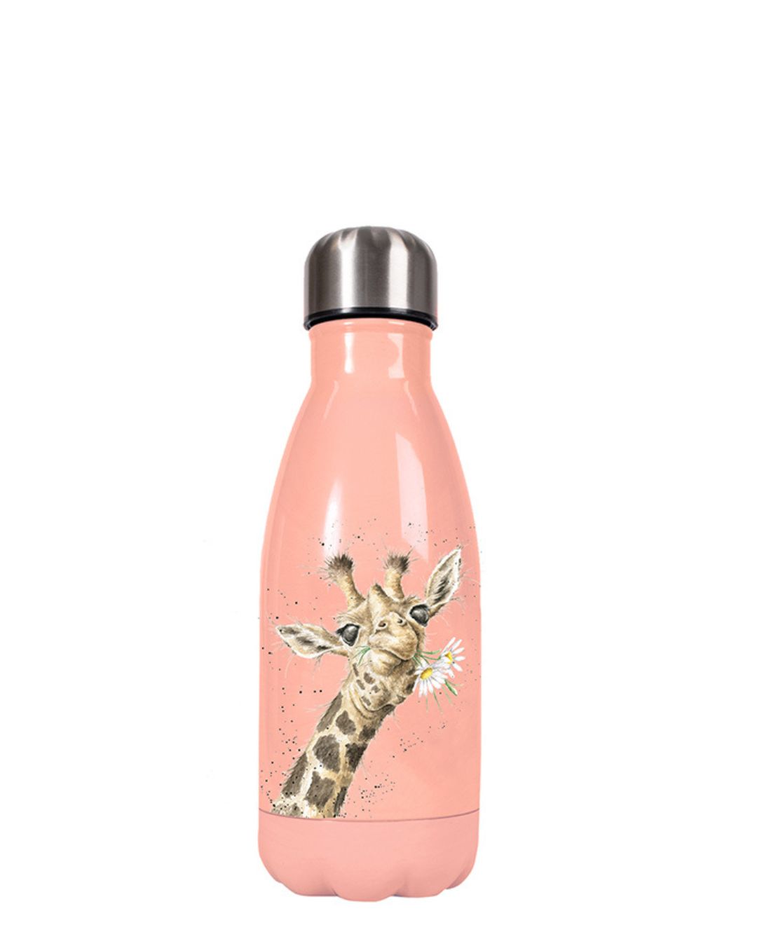 Vorderseite der kleinen Giraffen Trinkflasche von Wrendale Designs.