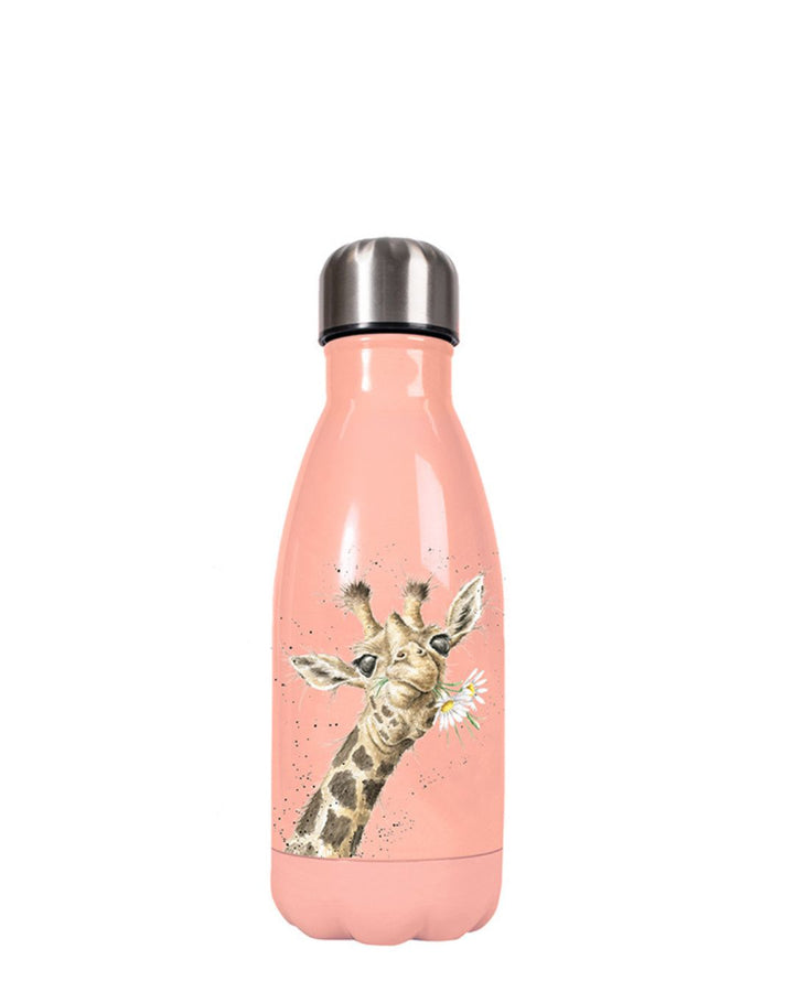 Vorderseite der kleinen Giraffen Trinkflasche von Wrendale Designs.