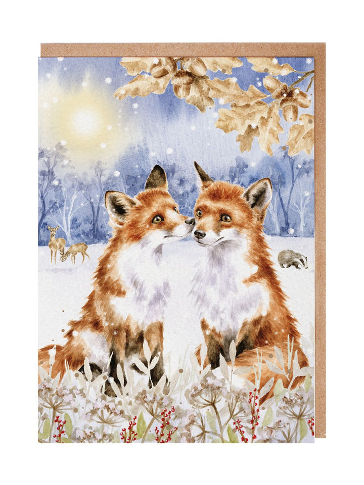 Weihnachtliche Fuchs Doppelkarte von Wrendale Designs.