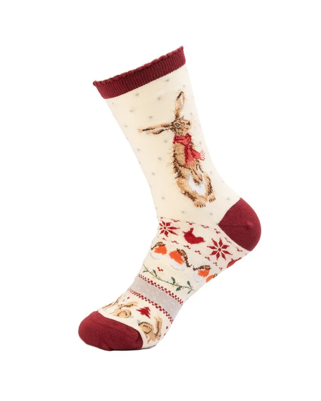 Weihnachtliche Hasen Familiensocken von Wrendale Designs