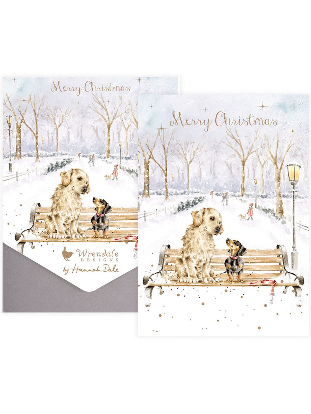 Weihnachtliches Hunde-Motiv Doppelkarten-Set von Wrendale Designs.