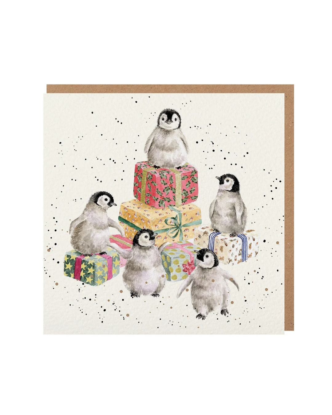 Weihnachtliche Pinguin Doppelkarte "Penguin Pandemonium" von Wrendale Designs