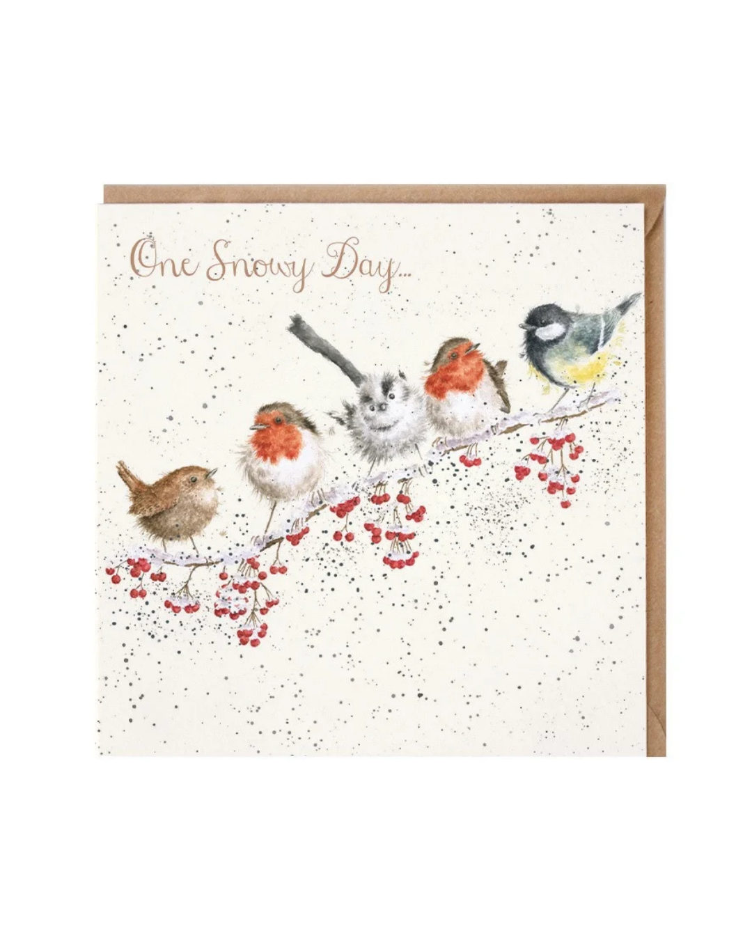 Weihnachtliche Singvogel Doppelkarte "One Snowy Day" von Wrendale Designs