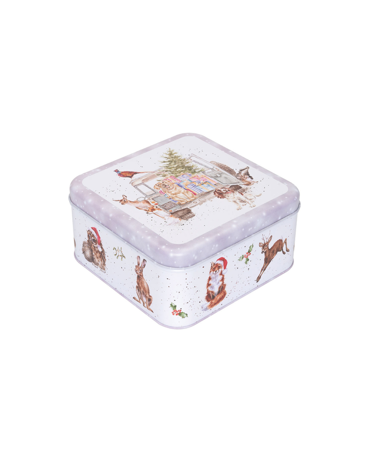 Weihnachtsauto Keksdose Winter Woodland von Wrendale Designs mit Tierillustrationen