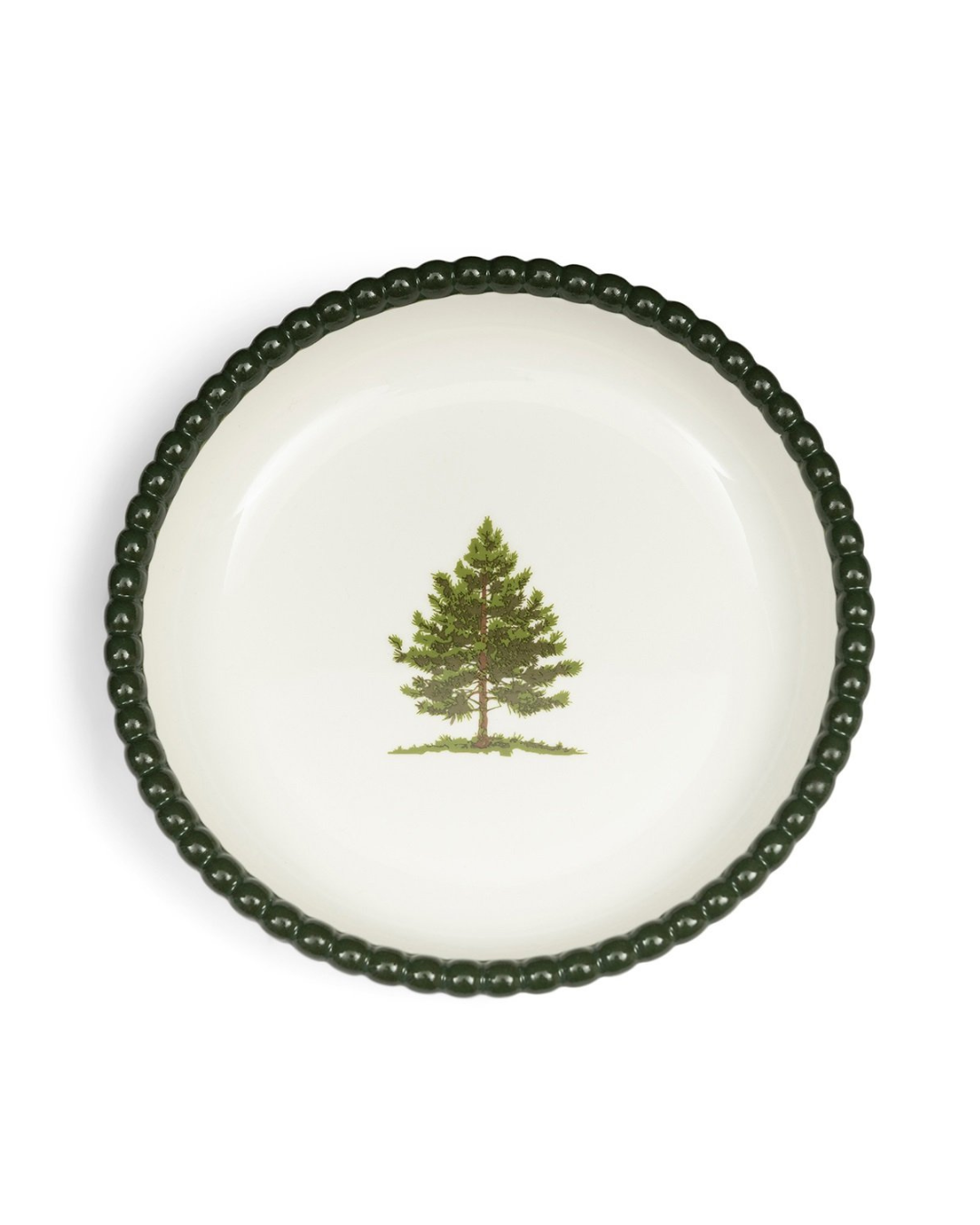 Runde Woodlands Tree Bowl von Rivièra Maison mit grünem Perlenrand und Baum-Motiv.