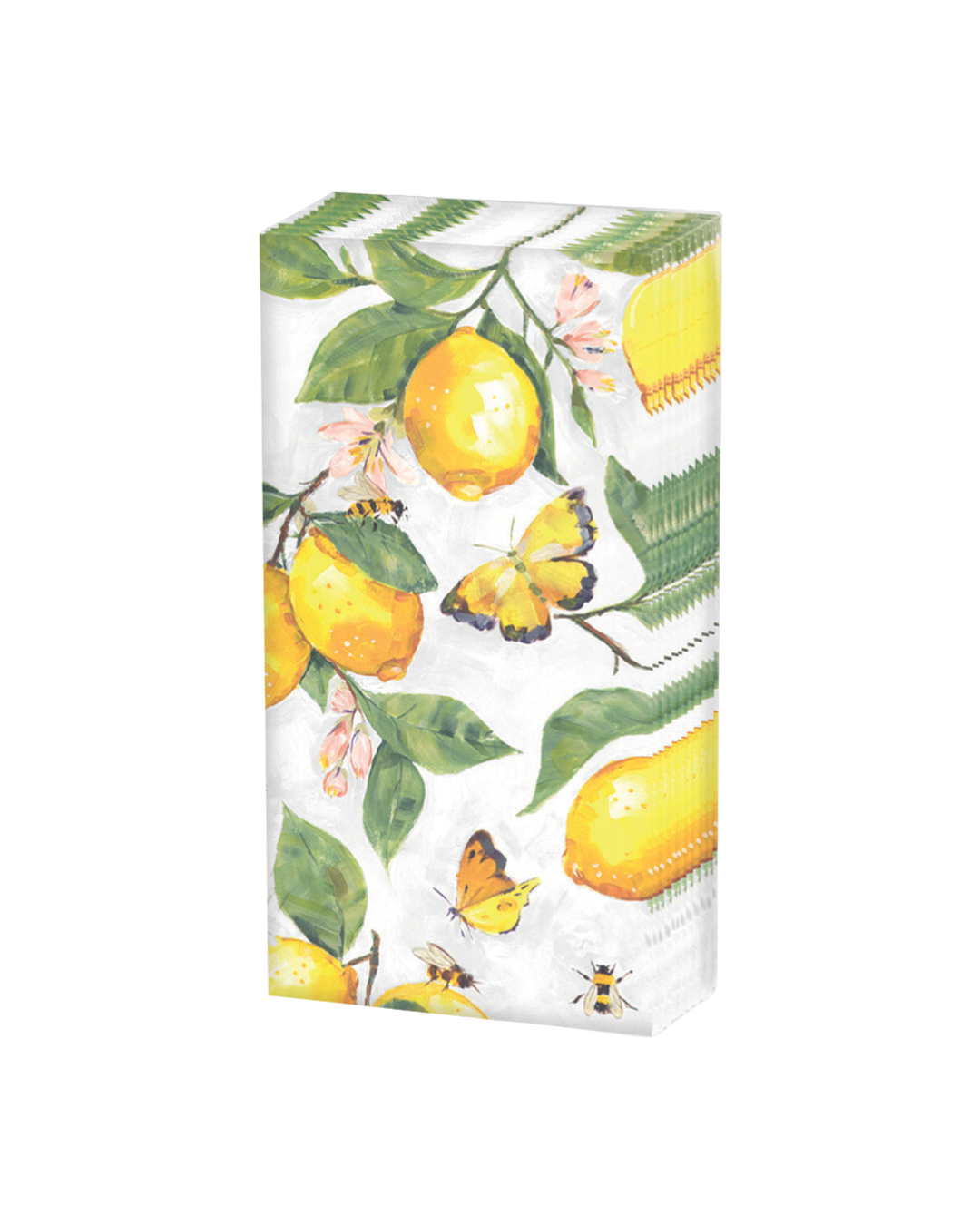 Taschentücher „Fresh Lemons“ von Ambiente mit Zitronen, Blättern und Schmetterlingen