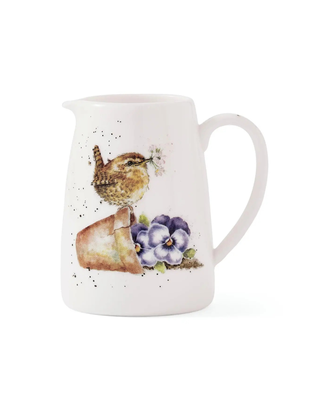 Porzellankännchen mit Vogel und Blume von Wrendale Designs, zarte Illustration