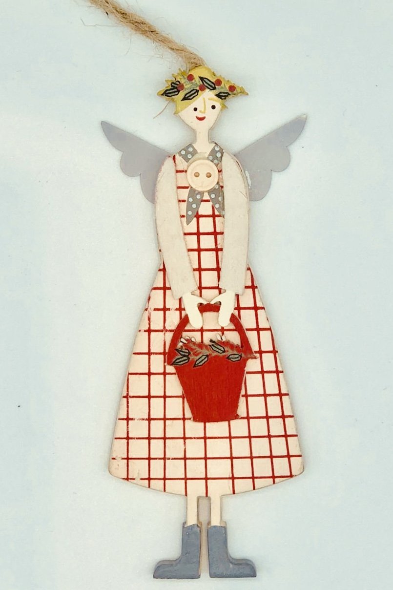Karierter Holzengel von Gisela Graham